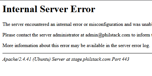 Error code 500 that appears when you have a misconfiguration on your web server for some other generic issue.